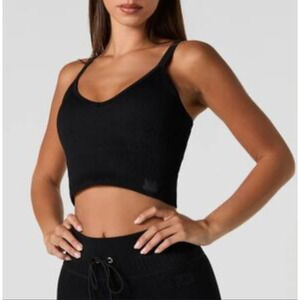 Women's Ribbed Seamless stretchable Support Black Tank Top Sommer ray Size Small